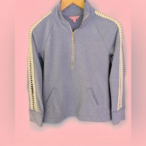 Lily Pulitzer soft blue quarter inch pullover 
Size XS
Lightweight cotton blend